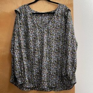 EUC LOFT SZ 20 Blouse - V-neck, navy print. Cute!!!